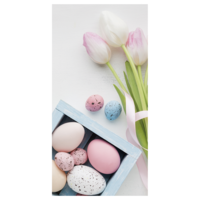 "Fabric banner pink tulips and Easter eggs 100 x 200 cm"
