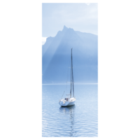 "Fabric banner ""Sailing boat in front of the Swiss Alps"" 75 x 180 cm"