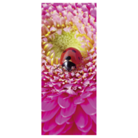 "Fabric banner ""Ladybird on pink flower"" made of flag fabric 75 x 180 cm"