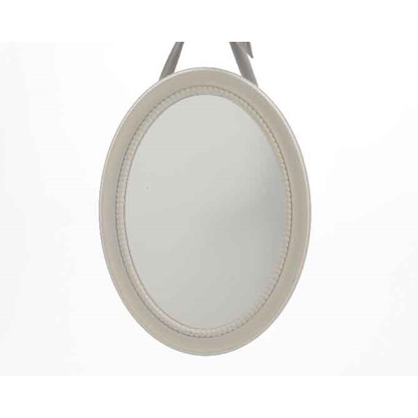 Spiegel rond |  met mooi linnen lint als hanger! 