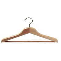 Wooden clothes hanger with vertical rod