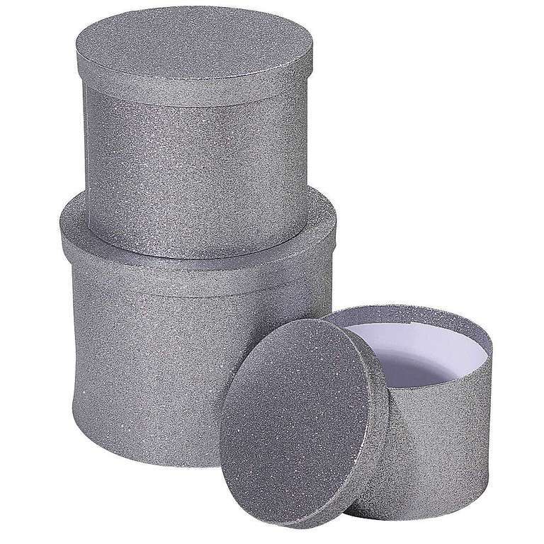 Geschenkbox rond 3tlg zilver
