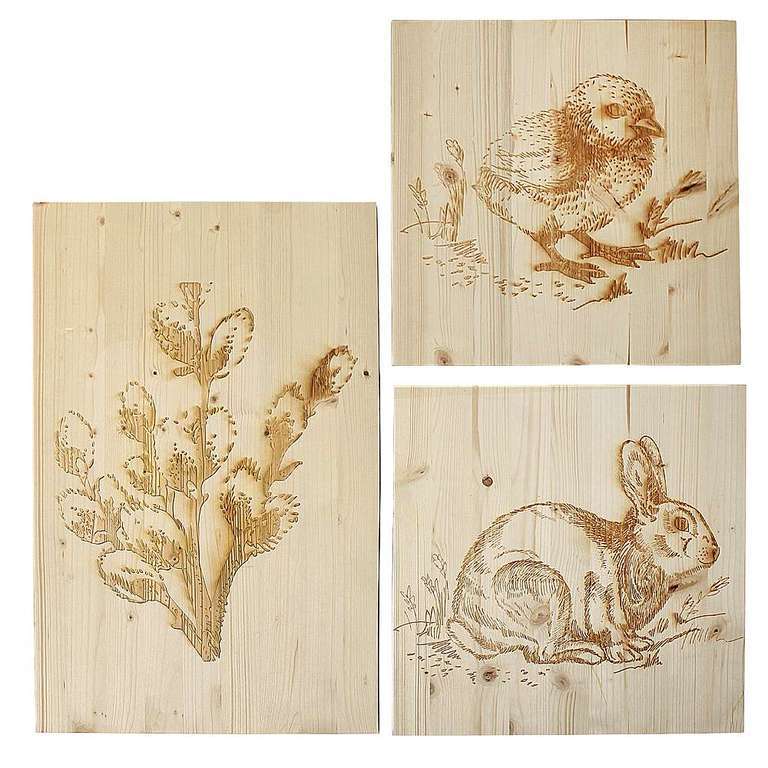 Wall Picture set Pyrograhpy