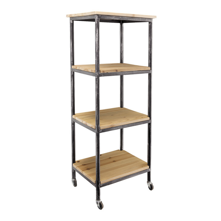 Wooden shelf on rolls
