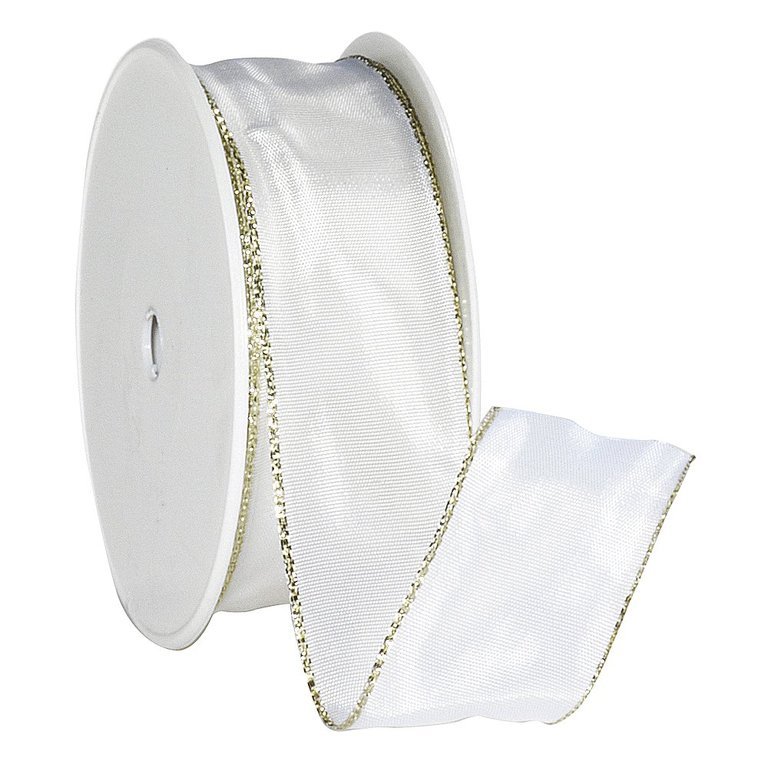 Fabric ribbon with gold trim