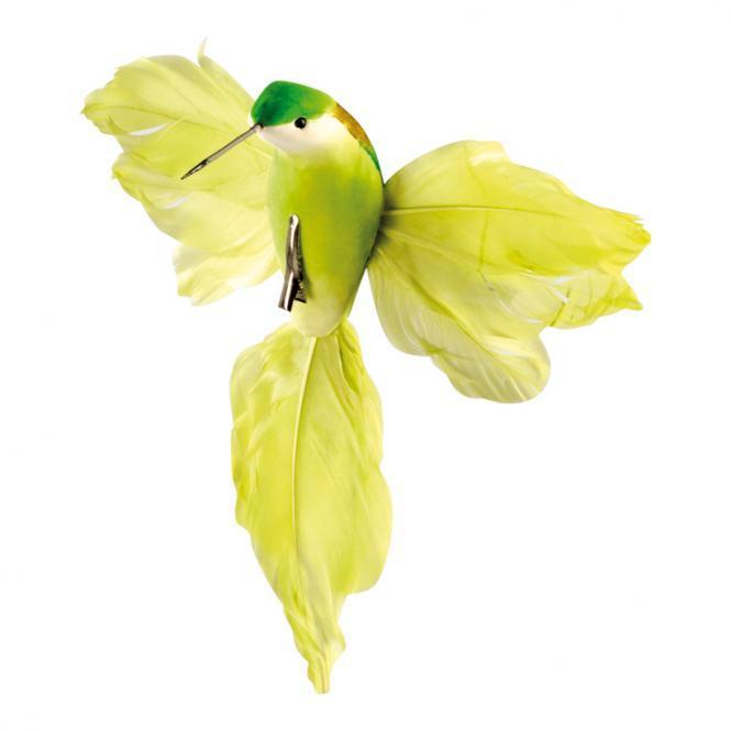 Kolibri mit Clip, Styropor/Federn hellgrün, 18x20 cm (?/?)