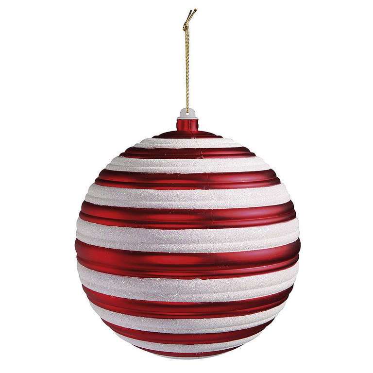 Kerstbal 20cm Ø -Rood|Wit