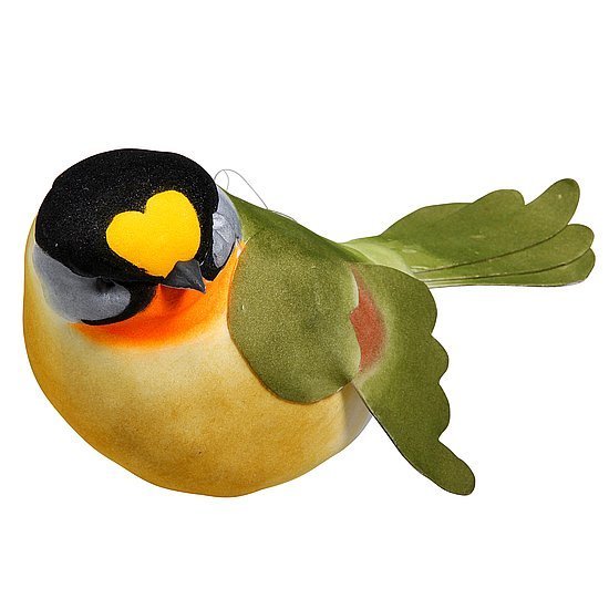 Vogel groen/zwart/oranje
