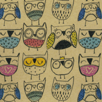 "Wrapping paper with owl pattern 50 cm x 50 m"