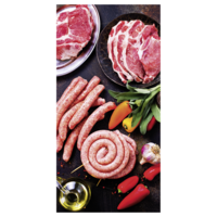 "Flame retardant fabric banner ""Meat & Sausages"" 100 x 200 cm"