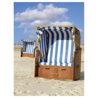 "XL fabric banner ""blue and white beach chair"" 150 x 200 cm"