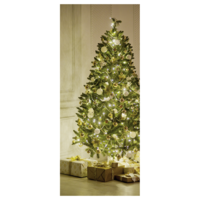 "Fabric banner ""Gold decorated, illuminated Christmas tree"" 75 x 180 cm"