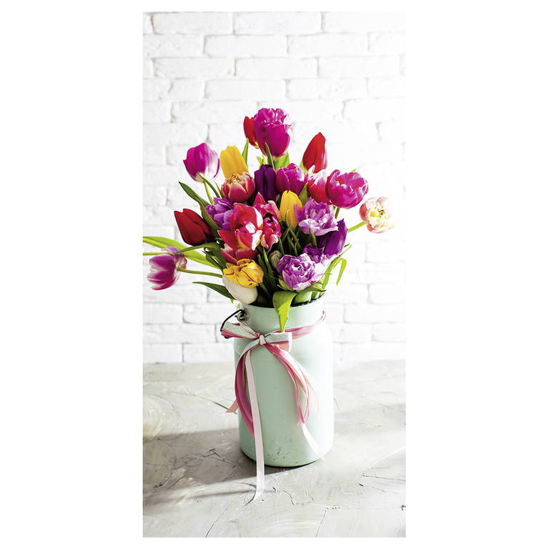 "Fabric banner colourful tulip bouquet 100 x 200 cm"