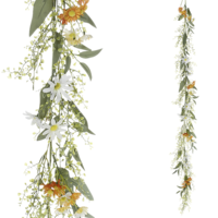 "Artificial Field Flower Garland orange white 12 x 158 x 6 cm"