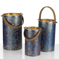 Laternenset Paisley 3Stk.,blau-gold