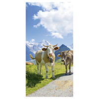 "Fabric banner ""happy dairy cows in the Alps"" 100 x 200 cm"