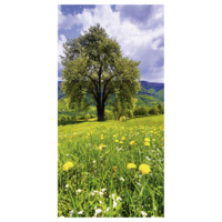 "Fabric banner ""Dandelion meadow with large tree"" 100 x 200 cm"