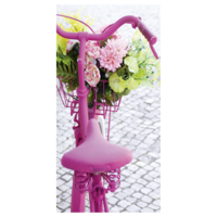 "Flame retardant fabric banner ""pink bicycle with flower basket"