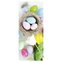 "Fabric banner colourful Easter eggs and tulips 75 x 180 cm"