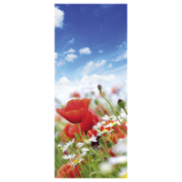 "Fabric banner ""Meadow with poppies and daisies"" made of flag fabric 75 x 180 cm"