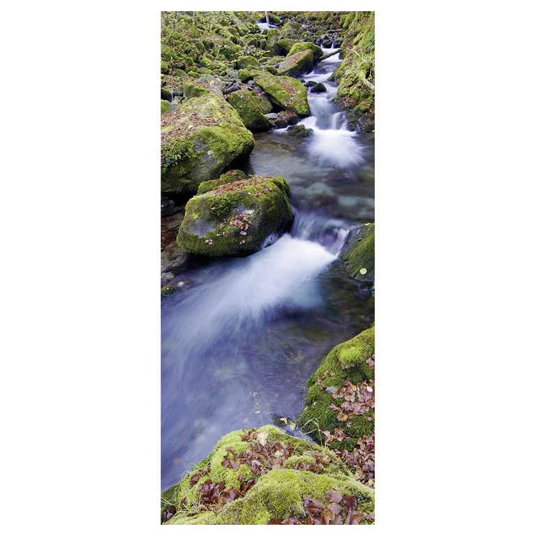 "Fabric banner ""Rushing brook motif and moss stones"" 75 x 180 cm"