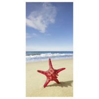 "Flame retardant fabric banner ""red starfish at the sea"" made of flag fabric 100 x 200 cm"