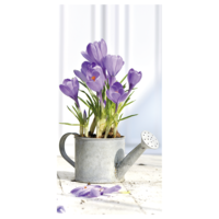 "Fabric banner purple crocuses in the watering can 100 x 200 cm"