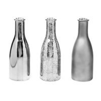 "Glass vases-bottles set 3 pieces silver 19 cm"