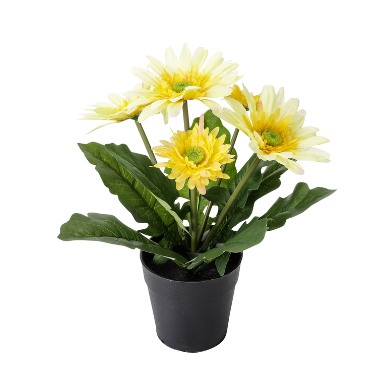 "Artificial gerbera in pot yellow 20 x 30 cm"