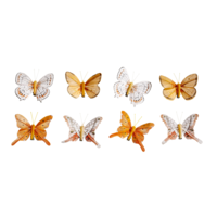 "Decorative feather butterflies 8 x 8 cm orange 8 pcs."