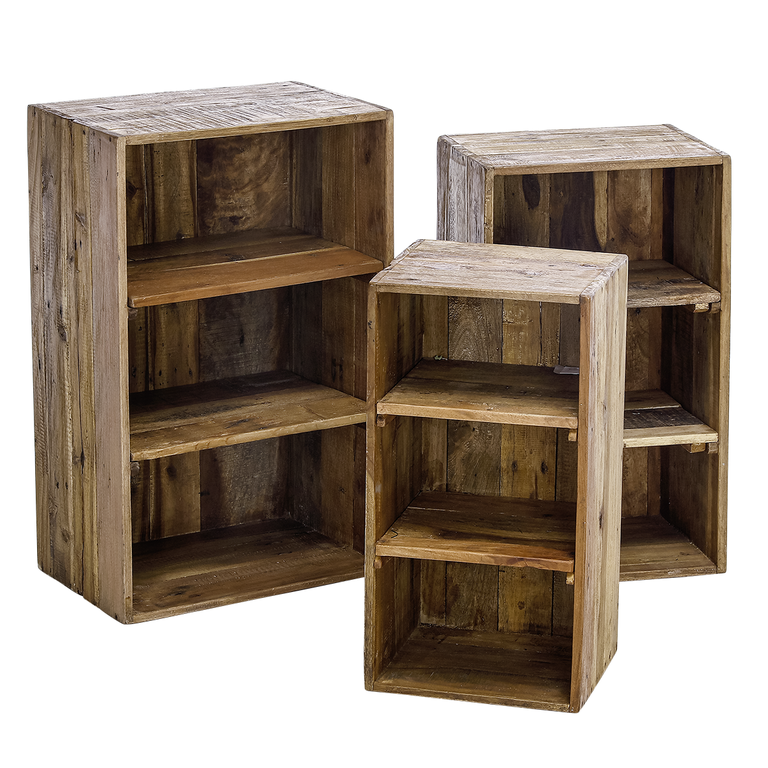 Holz Deko Regale 3 St