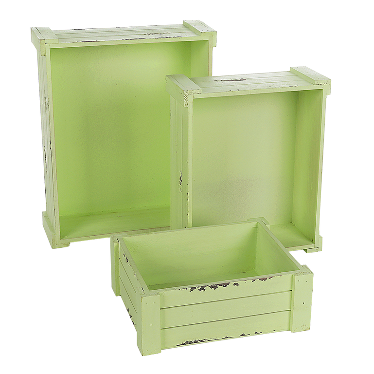 "Set of wooden boxes, green "