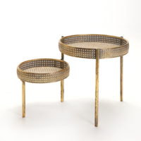 "Metal table Viennese wickerwork 68,5x41,5x38,5cm gold"