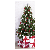 "Fabric banner ""Christmas tree in red and white"" 75 x 180 cm"