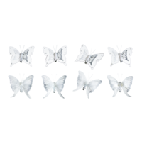 "Feather butterflies set á 8 pieces white"