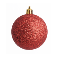 Christmas balls, red glitter,