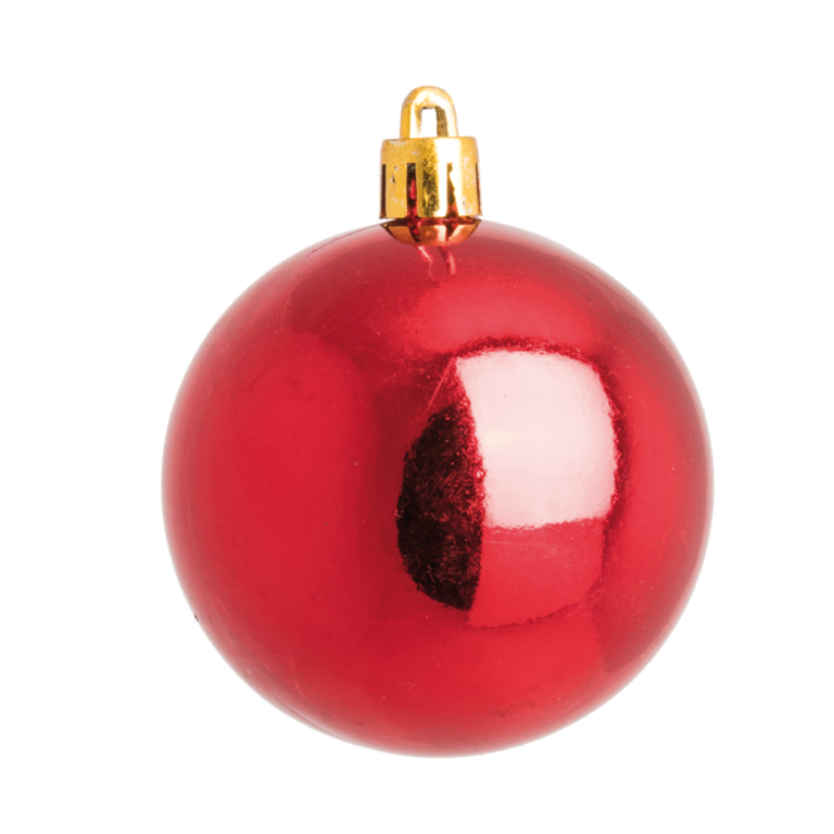 Christmas balls, red shiny,