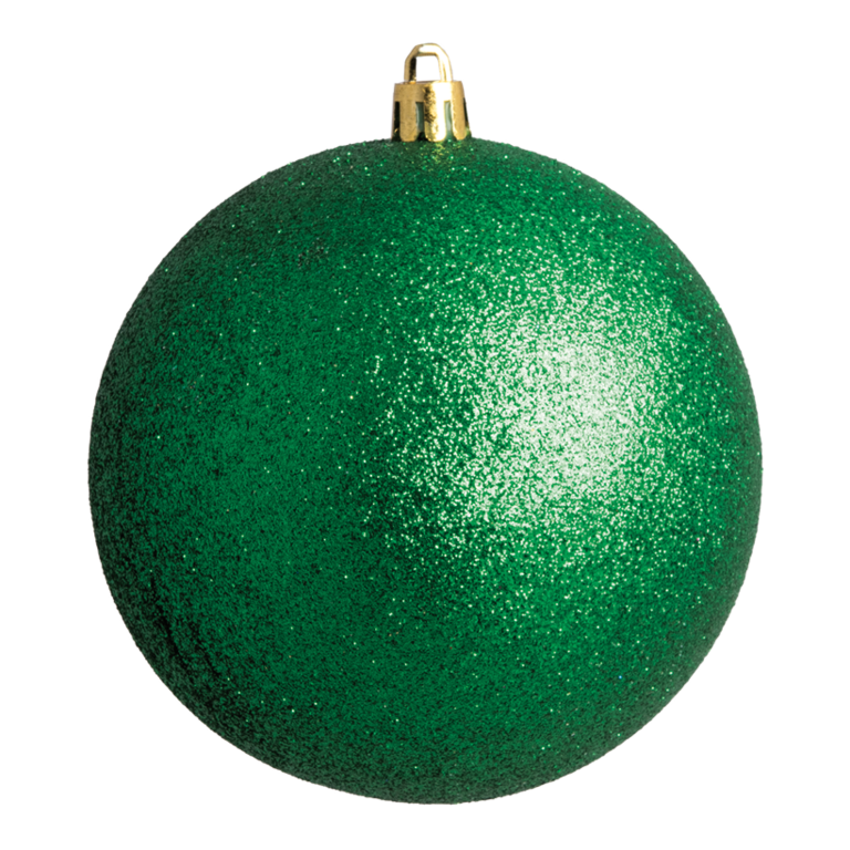 Christmas ball, green glitter,