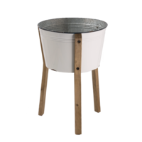 # Metal bucket with wooden foot,