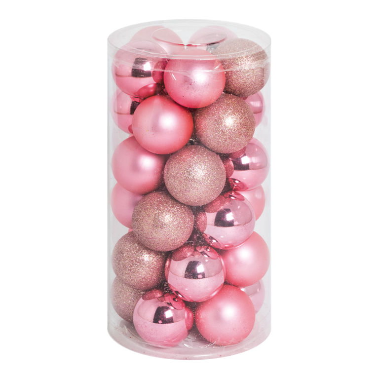 30 Christmas balls, pink,