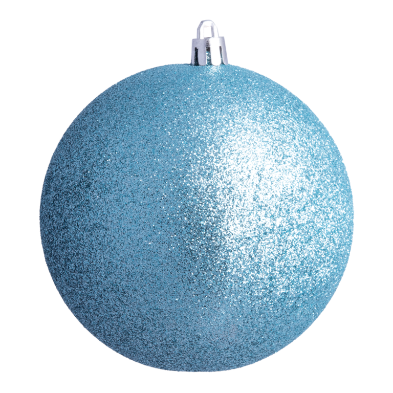 Christmas balls, light blue glitter,
