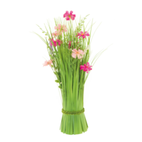 Bundle of grass with spring flowers,