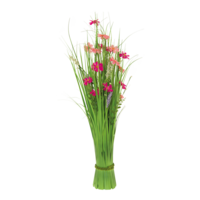 Bundle of grass with spring flowers,