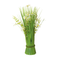 Bundle of grass with spring flowers,