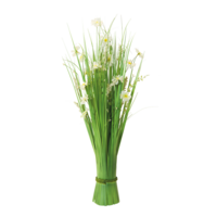 Bundle of grass with spring flowers,