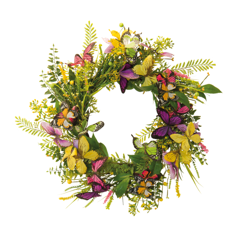 Wreath with butterflies and flowers,
