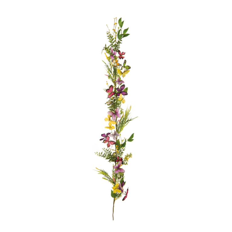 Garland with butterflies and flowers,