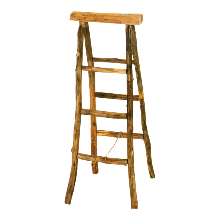 Ladder stand made of natural wood