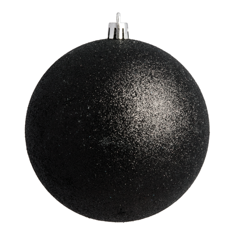 Christmas ball, black matt glitter,