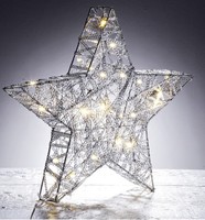 "LED metal decorative star 30 cm battery operated"